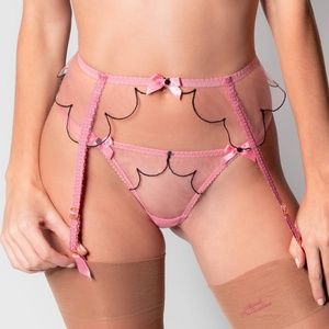 Agent Provocateur Lorna Pink Black Suspender NWT